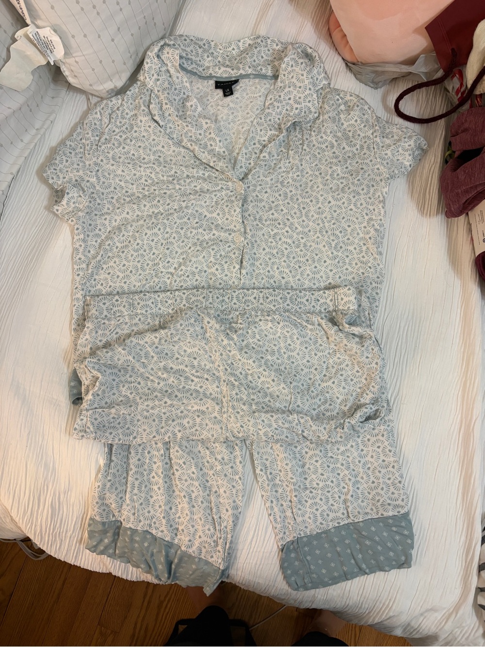 Tahari Light Blue and White Floral Short-Sleeve Pajama Set